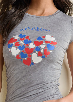 Americana hearts tee - Heather Grey Multi - thumbnail-3