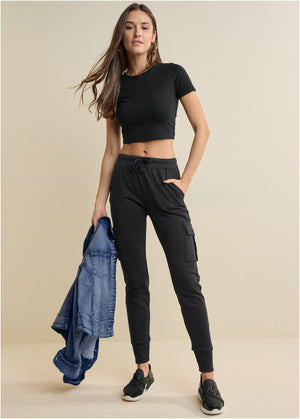 Cargo Lounge Joggers - Black - thumbnail-7