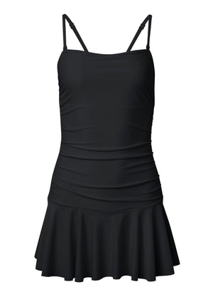 Skirted Bandeau Swim Dress - Black Beauty - thumbnail-4