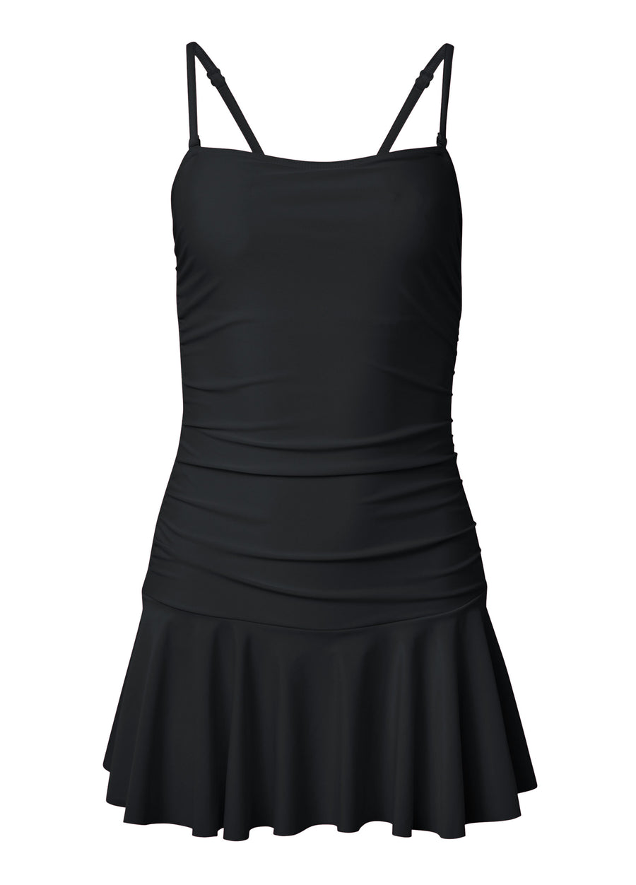 Skirted Bandeau Swim Dress - Black Beauty