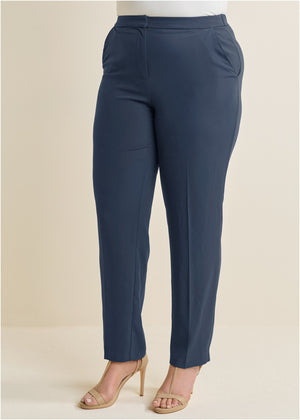 High-Rise Straight Trousers - Navy - thumbnail-8