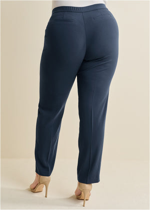 High-rise straight trousers - Navy - thumbnail-9