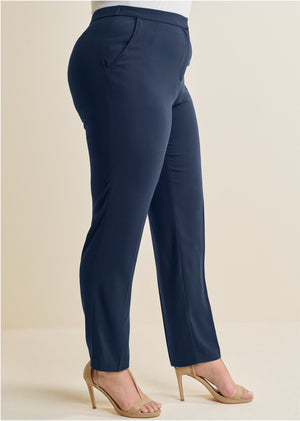 High-Rise Straight Trousers - Navy - thumbnail-10