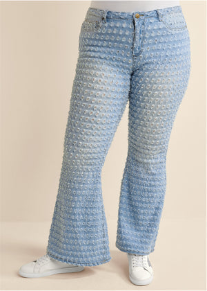 Laser Flare Leg Jeans - Light Wash - thumbnail-8