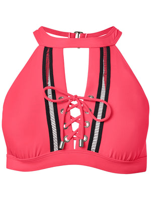 High Neck Detailed Top - Sunset Pink - thumbnail-3