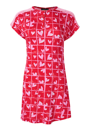 Lace Detail Nightgown - Candy Hearts - thumbnail-5