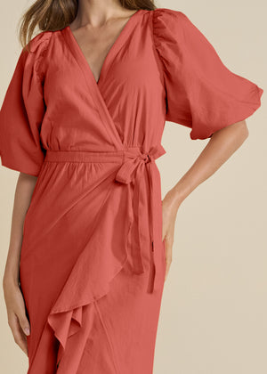 Ruffle Wrap Maxi Dress - Burnt Orange - thumbnail-3