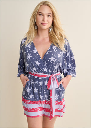 Americana Romper  - Blue Multi - thumbnail-7