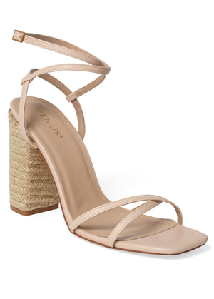 Lori Block Heel Sandals - Nude - thumbnail-1