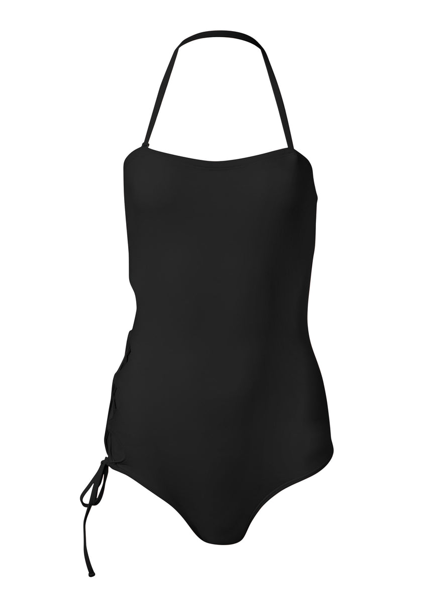 Lace-up strappy one-piece - Black Beauty