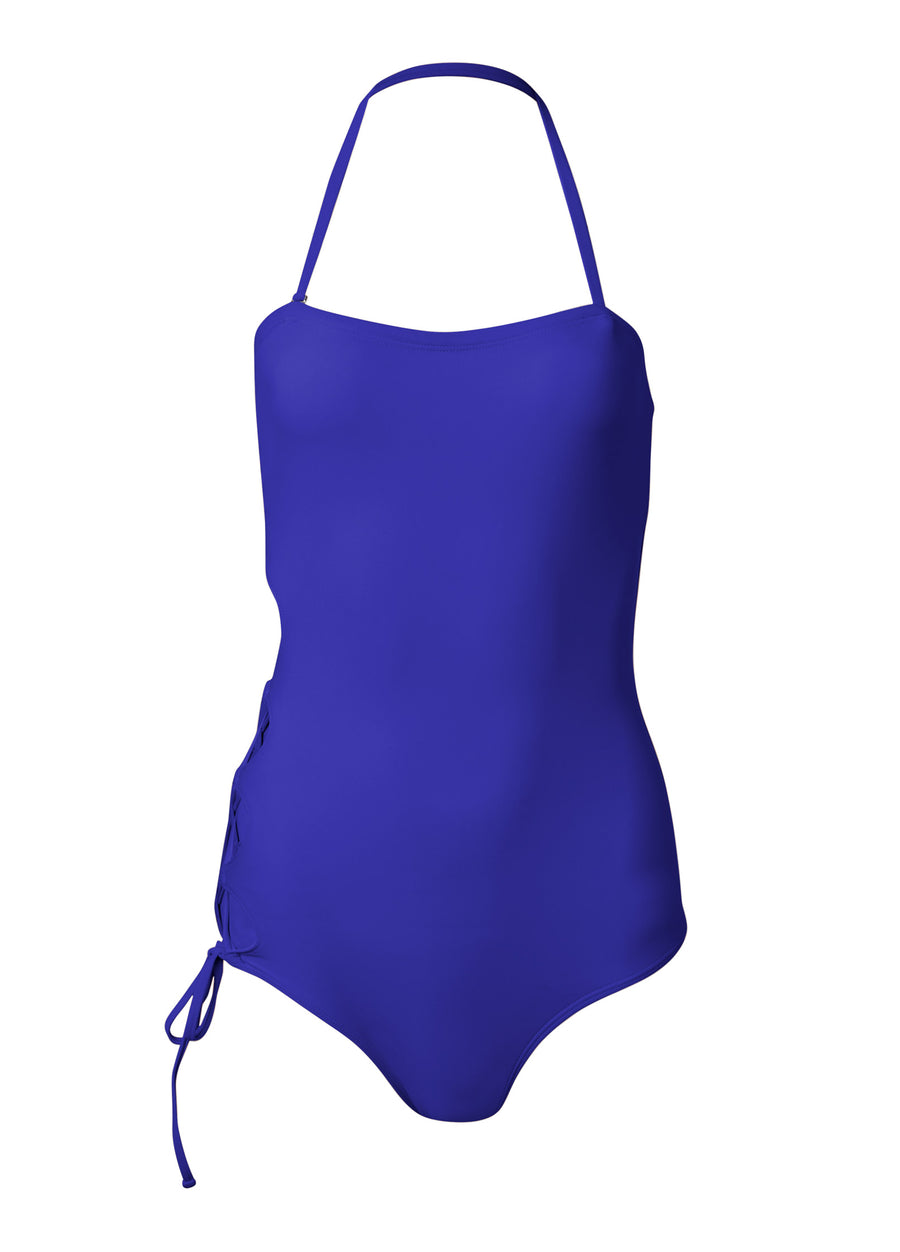 Lace-Up Strappy One-Piece - Cobalt Blue