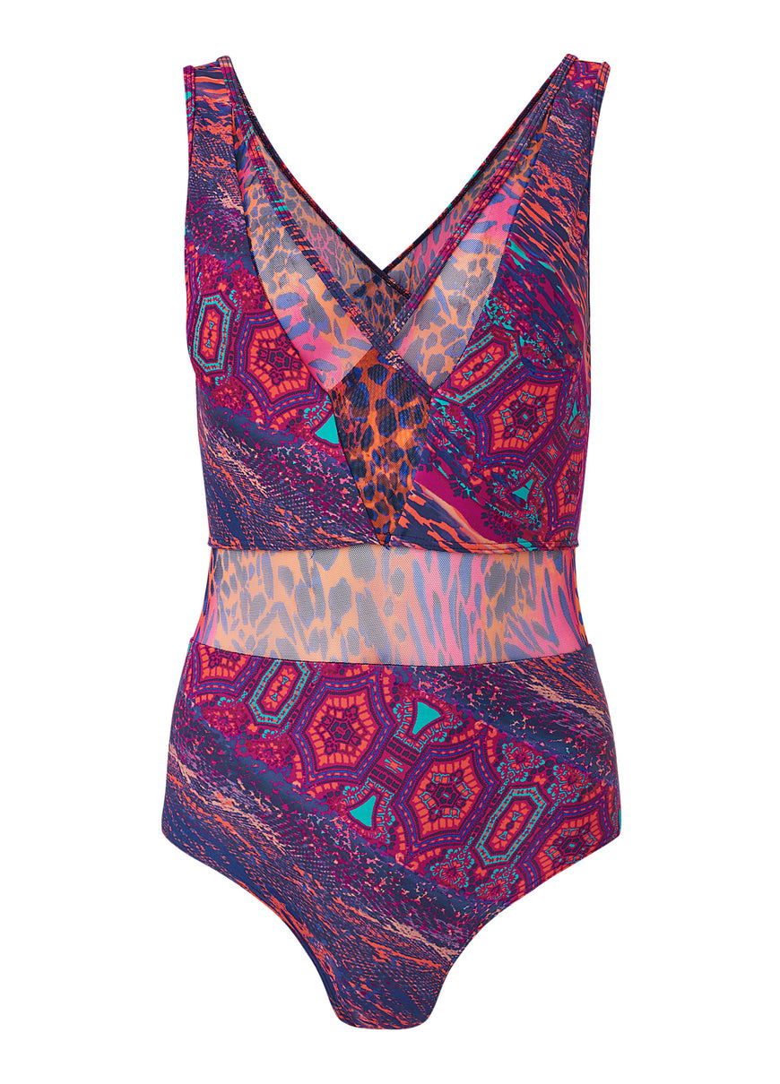 Peek-A-Boo Mesh One-Piece - Seaside Voyager