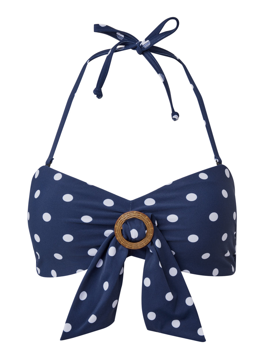 Ring Front Bandeau Top - Sea Salt Dots