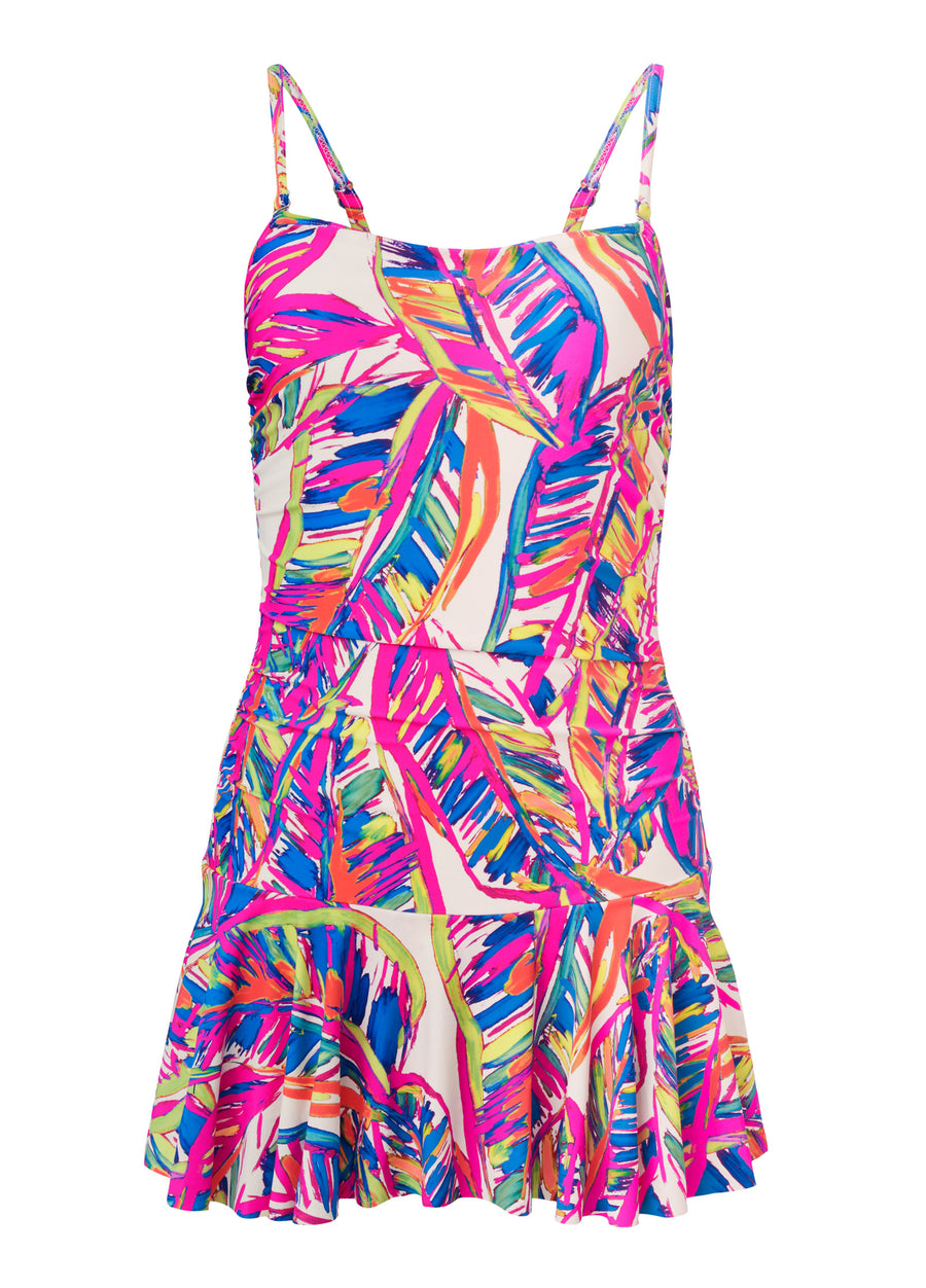 Skirted Bandeau Swim Dress - Bright Palm