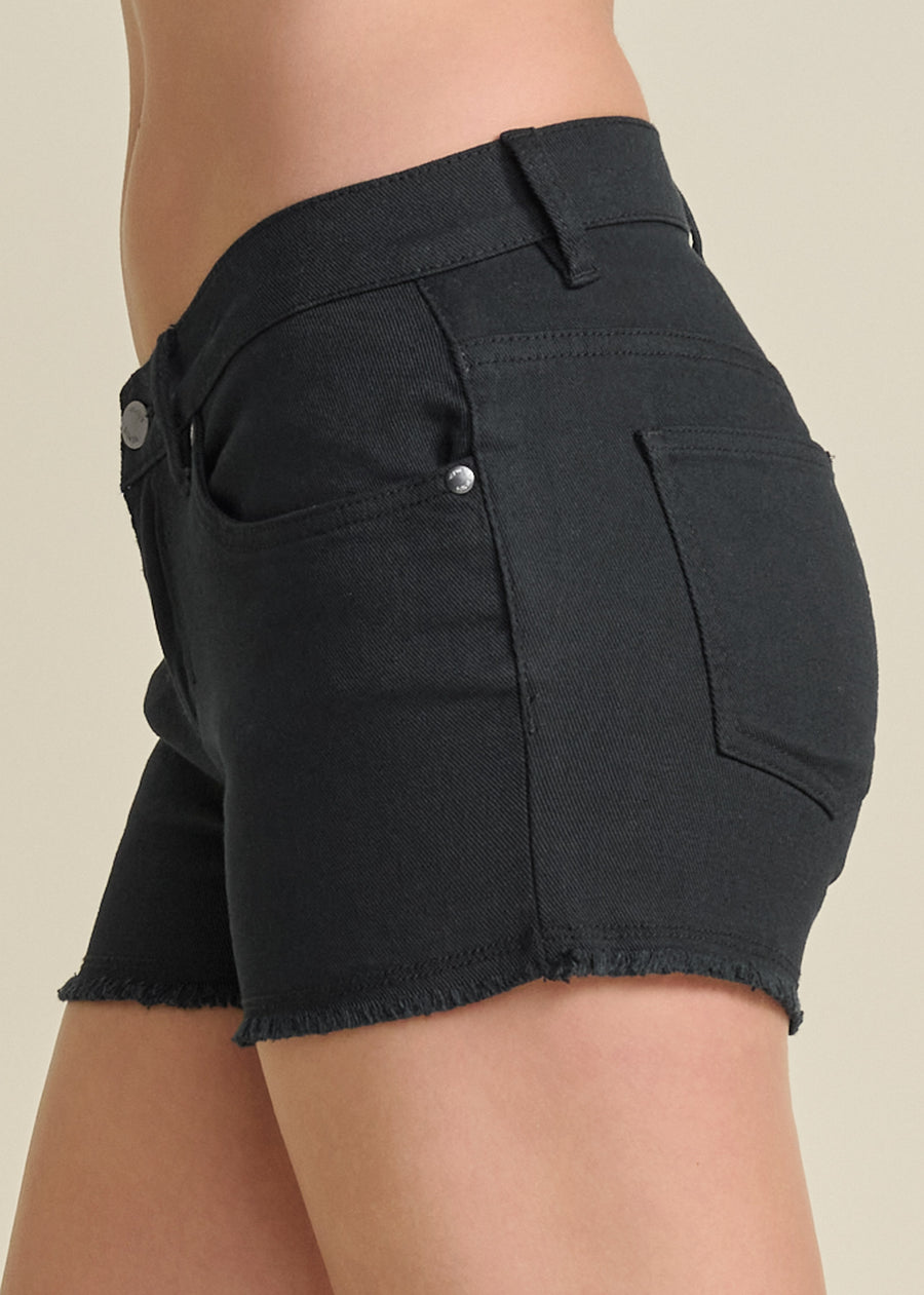 Short en jean découpé Jessica - Noir