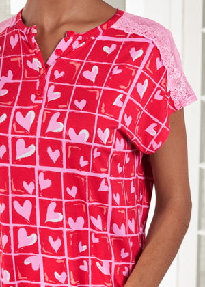 Lace detail nightgown - Candy Hearts - thumbnail-3