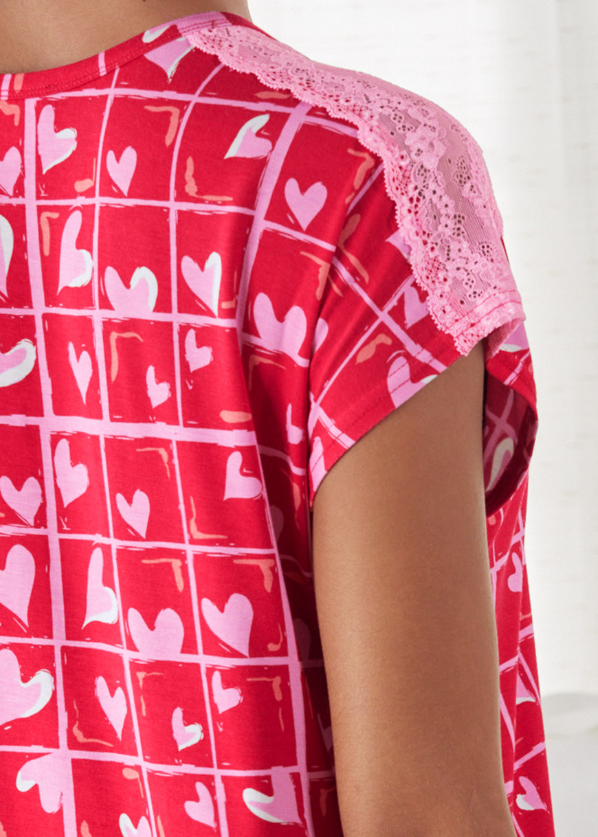 Lace detail nightgown - Candy Hearts