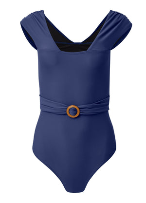 Natural Belted One-Piece - Ultramarine Blue - thumbnail-3