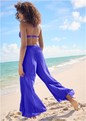 Pleated Cover-Up Pants - Cobalt Blue - thumbnail-2