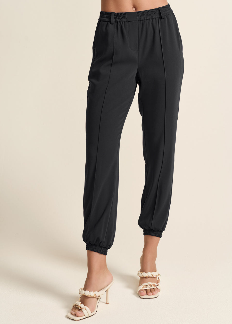 Pantalon de jogging taille haute tissé - Noir