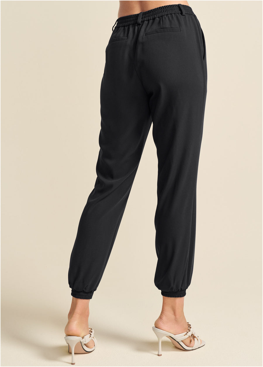 Pantalon de jogging taille haute tissé - Noir