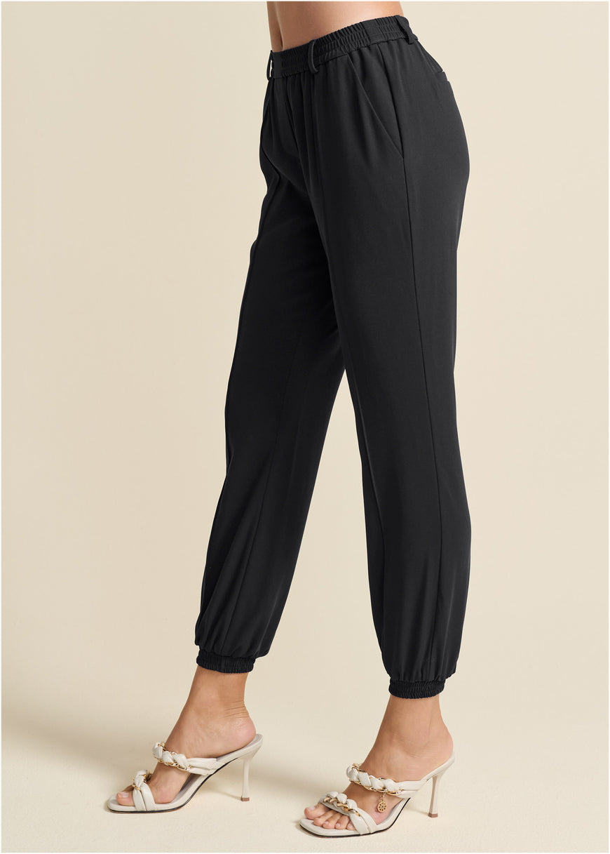 Pantalon de jogging taille haute tissé - Noir