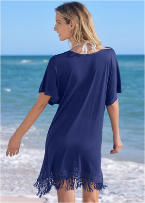 Robe cache-maillot flamant rose - Bleu Outremer - thumbnail-2