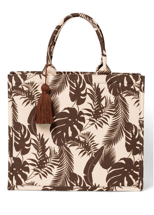 Printed tote bag - Brown Multi - thumbnail-1