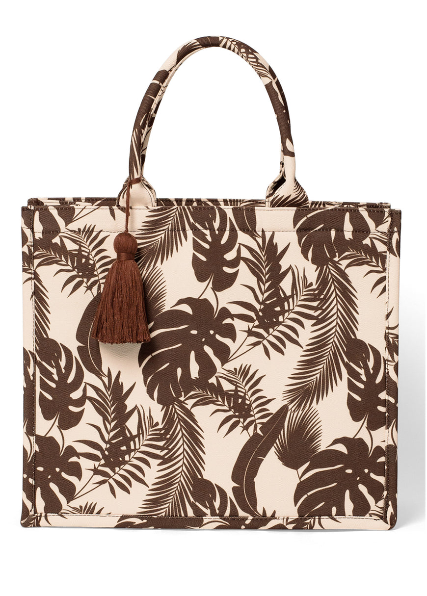 Printed Tote Bag - Brown Multi