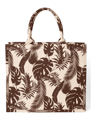 Printed Tote Bag - Brown Multi - thumbnail-2