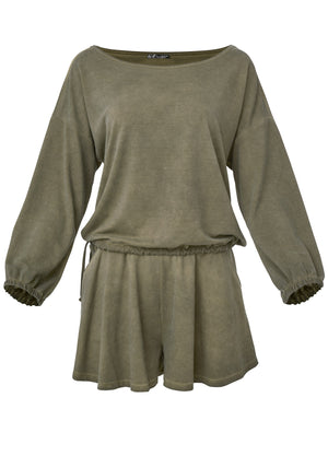 Off-Shoulder Short Set - Olive - thumbnail-5