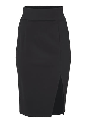 High-waist slit ponte skirt - Black - thumbnail-6