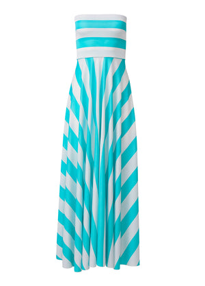 Robe longue de plage - AQUA &amp; WHITE - thumbnail-3