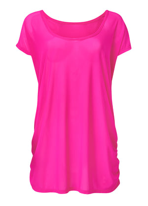 Relaxed Tunic Cover-Up - Electric Pink - thumbnail-3