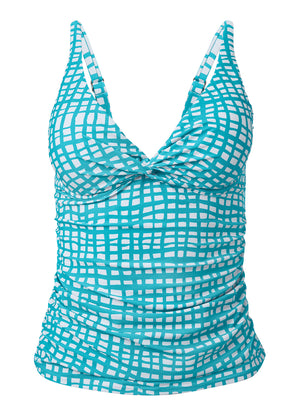 Haut tankini à armatures torsadé - Checker Me Blue - thumbnail-3