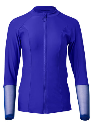 Sporty Zip-Up Cover-Up - Cobalt Blue - thumbnail-3