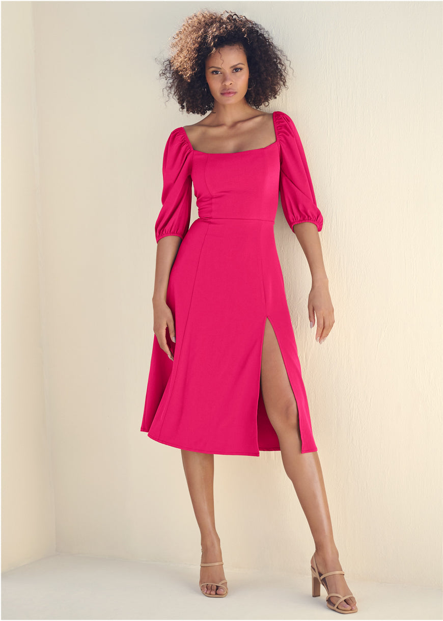 Square Neck Midi Dress - Azalea