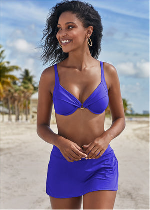 Draped Ring Bikini Top - Cobalt Blue - thumbnail-1