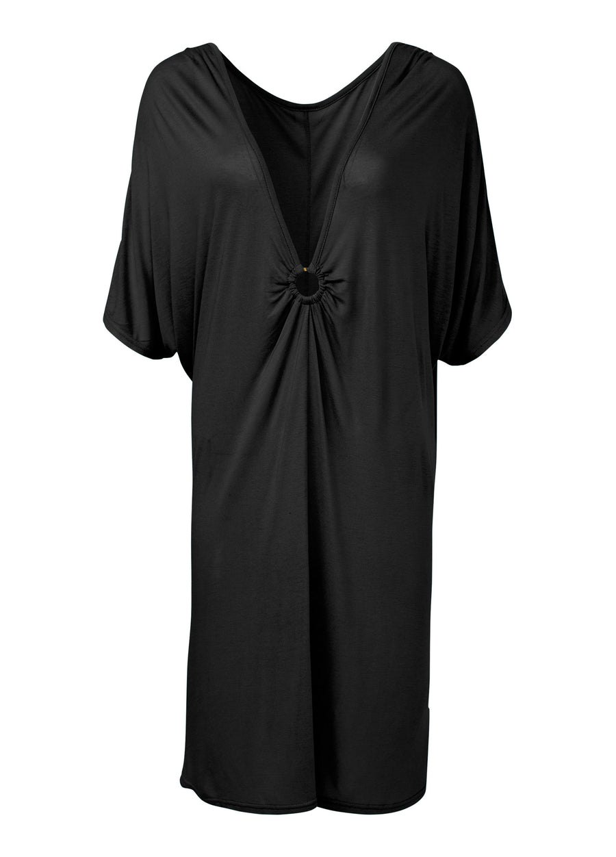 Ring Front Dolman Cover-Up - Black Beauty