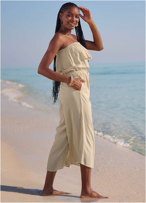 Strapless Jumpsuit Cover-Up - Sweet Cream - thumbnail-3