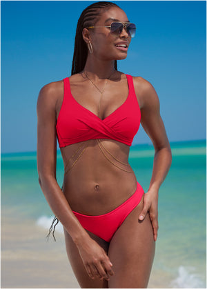 Lovely Lift Wrap Bikini Top - Red Hot - thumbnail-1