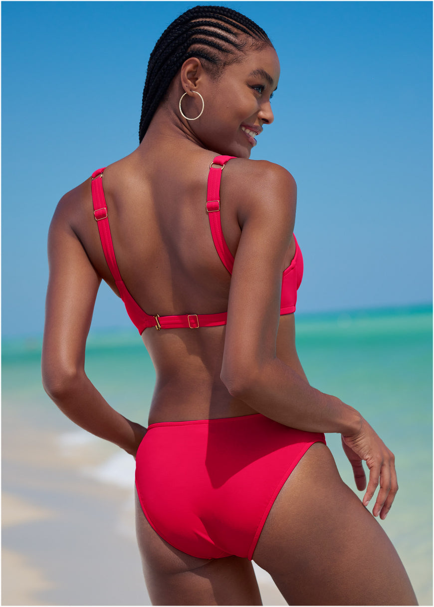 Lovely Lift Wrap Bikini Top - Red Hot