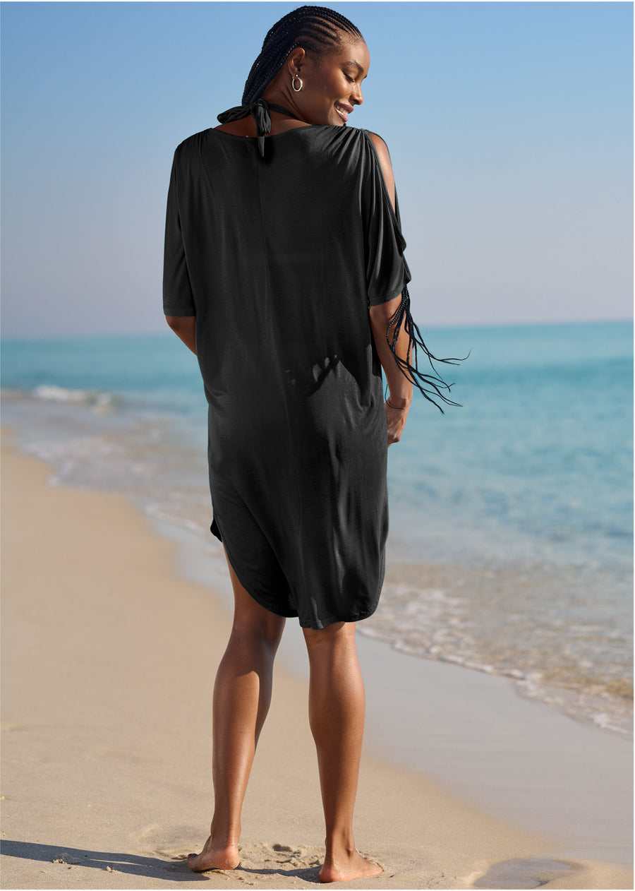 Ring Front Dolman Cover-Up - Black Beauty