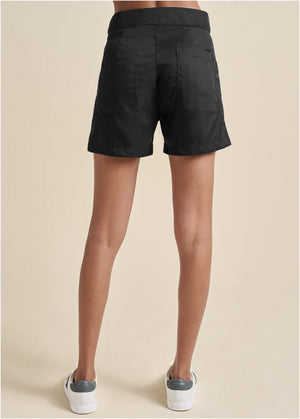 High-Waist Walking Shorts - Black - thumbnail-3