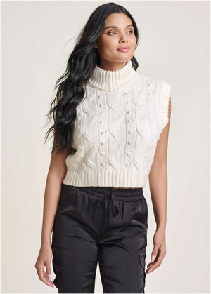 Cable Knit Sweater - Off White - thumbnail-1