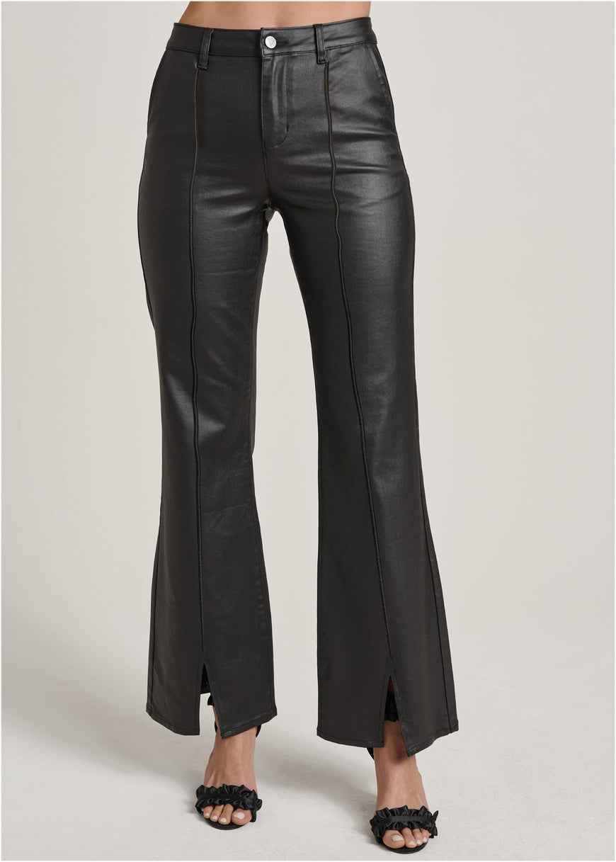 Coated Flare Jeans - Black