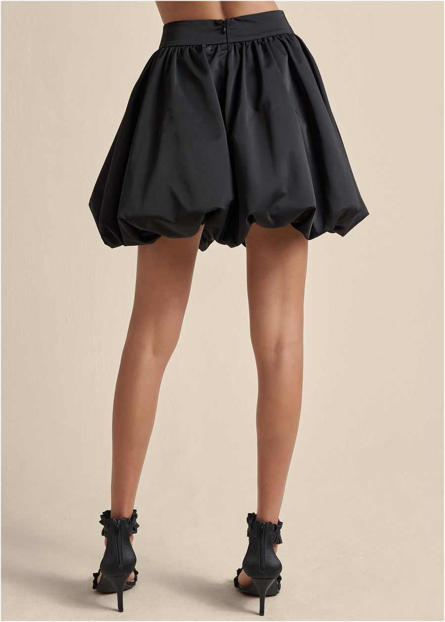 Taffeta Bubble Skirt  - Black