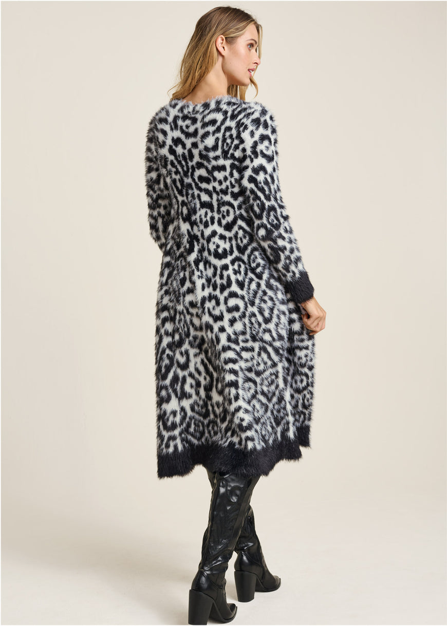 Leopard Print Cardigan - Snow Leopard