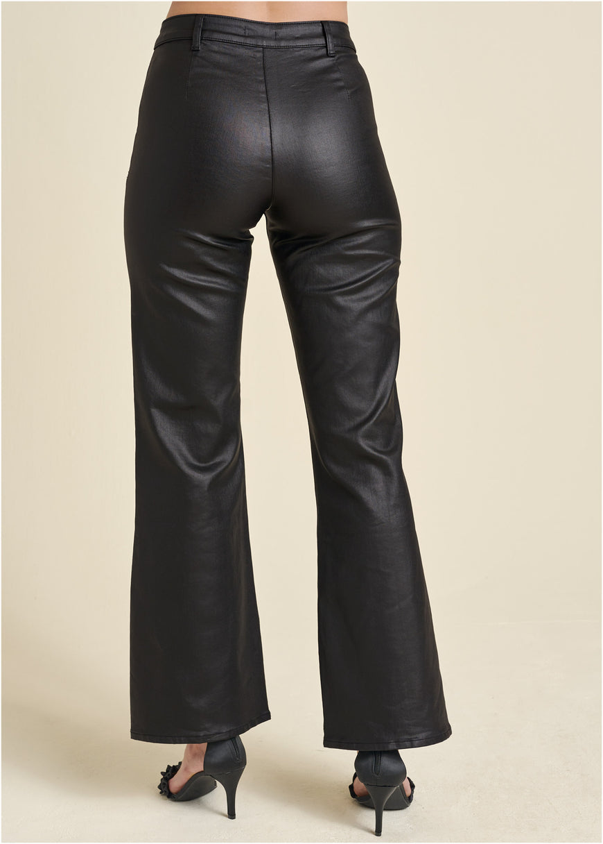 Coated Flare Jeans - Black