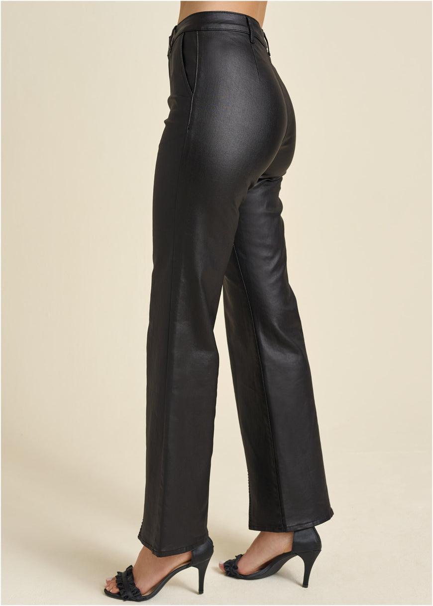 Coated Flare Jeans - Black